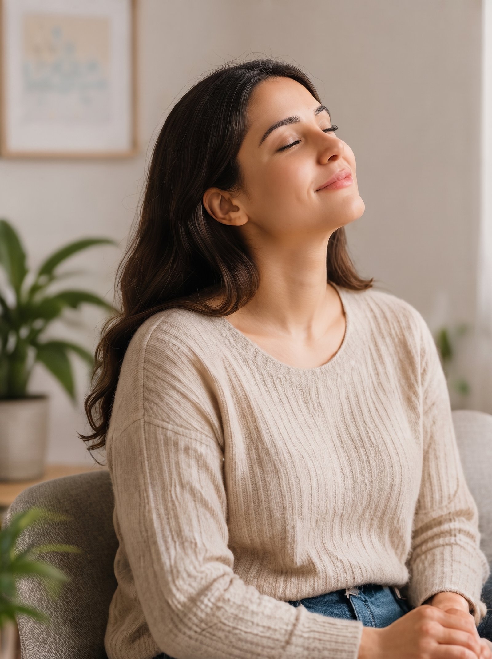 Woman relaxing peacefully