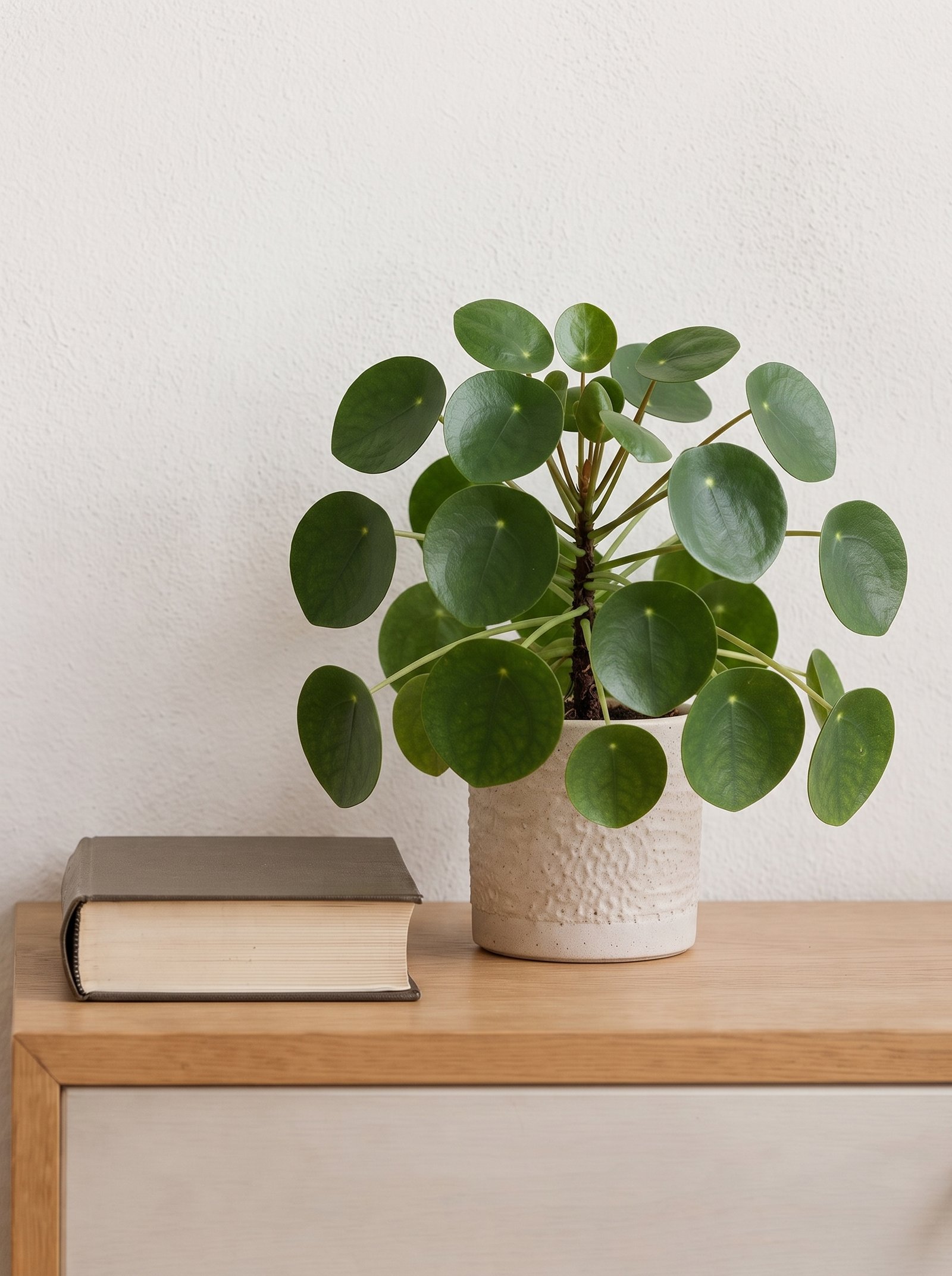 Plant on wooden side table